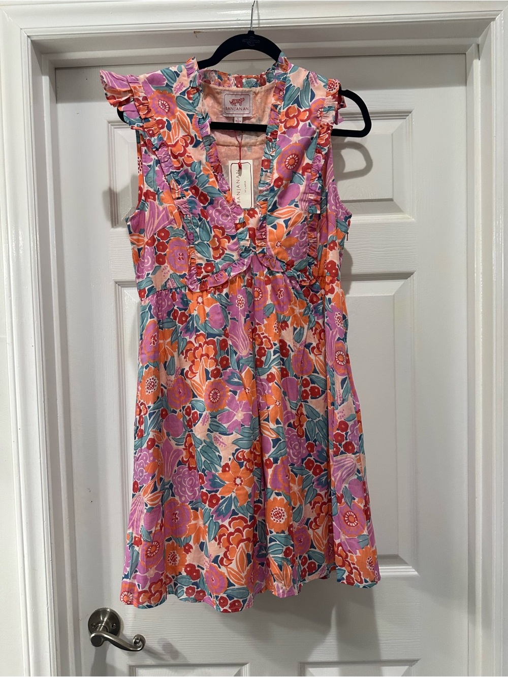 Banjanan Pink & Orange Floral Ruffle Sundress